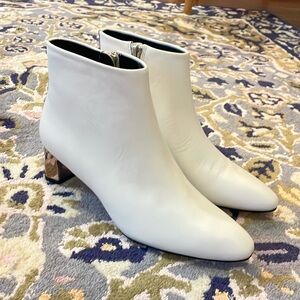 Calvin Klein White Leather Boots with Silver Heel